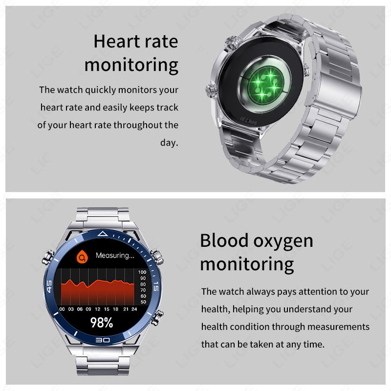 LIGE Nowy sprytny zegarek mężczyźni GPS Bluetooth połączenie sport tryby naganiacz zwierza kompas muzyka niestandardowa bransoletka tarcza biznesowa Smartwatch mężczyźni + skrzynka