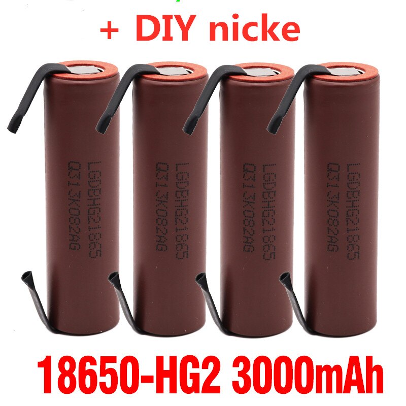 100%  originale forlg  hg2 3000 mah 3.6v 18650 batteri med strimler loddet batteri til skruetrækkere 30a højstrøm+diy nikkel
