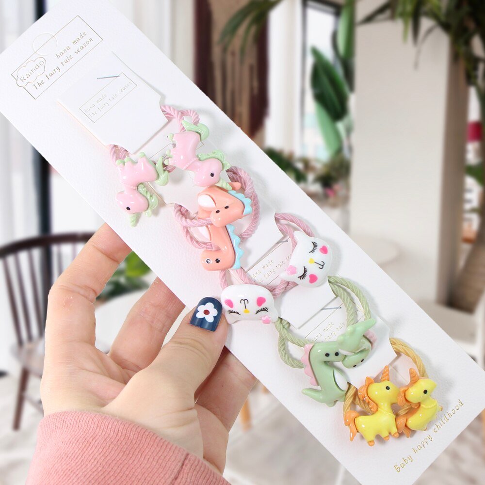 2/10 stuks/set kinderen cartoon beer bloem elastische haarbanden meisjes schattige rubberen banden scrunche kinderen haaraccessoires hoofdtooi: Abol 10