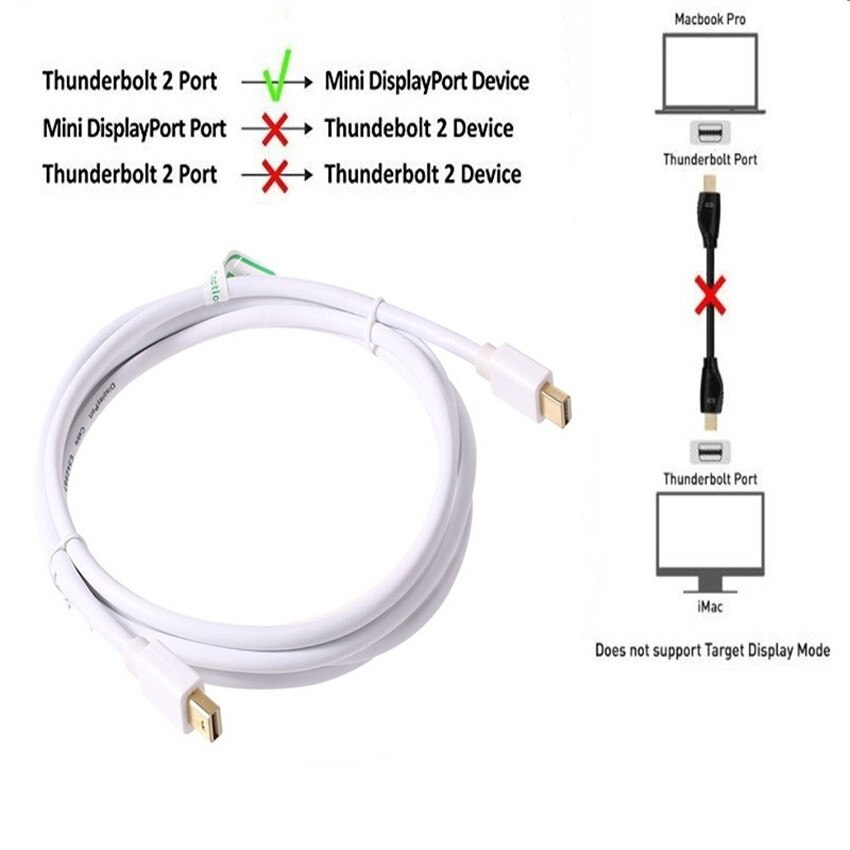 Mini Displayport (Thunderbolt 2 Compatibel) male Naar Mini Displayport Male Adapter Converter Voor Apple Imac Macbook Pro Air Hdtv