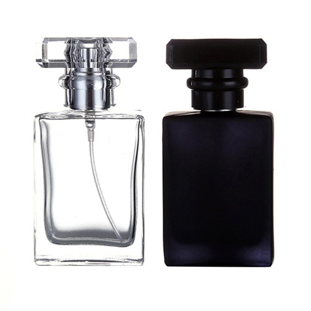 1pc 30/50ml lasi hajuvesi pullo sumutin hajuvesipullo läpinäkyvä musta suihkepullo kristalli läpinäkyvä neliö
