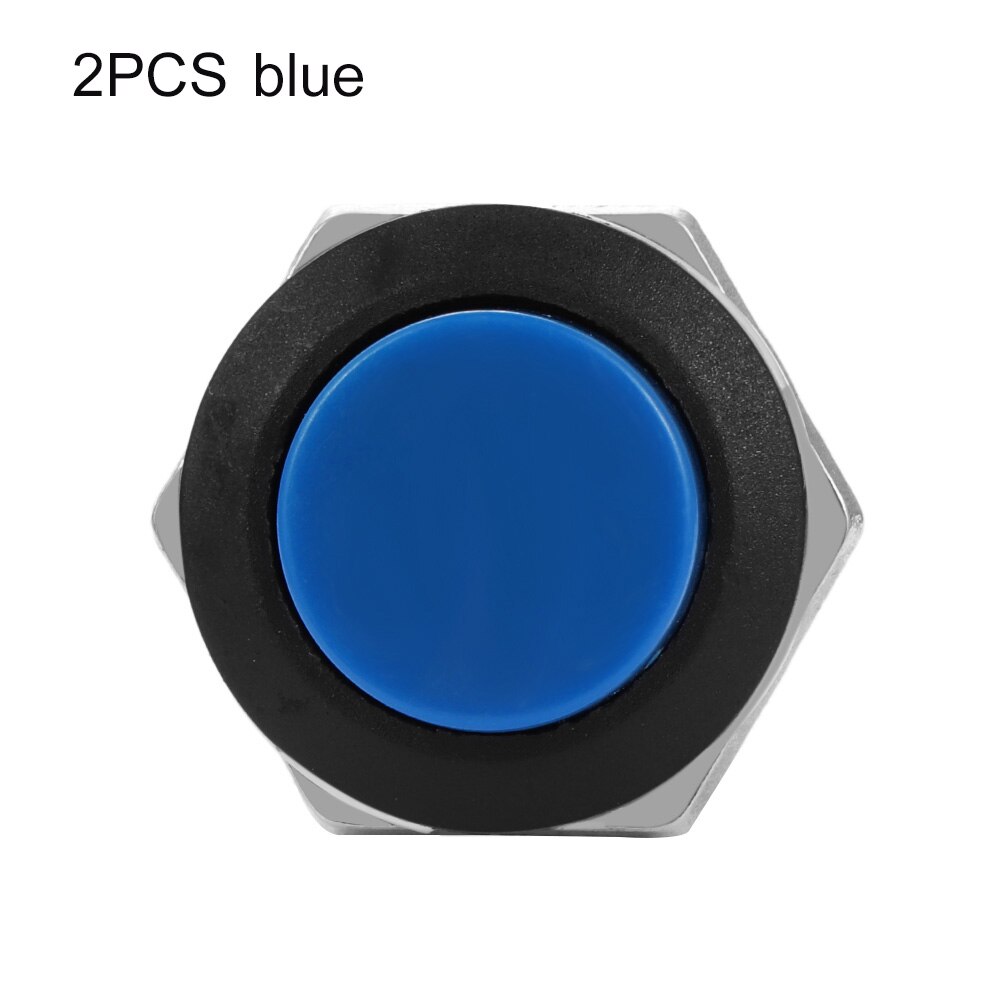 2 / 5PCS / LOT Red Color Momentary Push Button Switch OFF-ON Reset Switch 16MM 3A 250V AC Non Locking Switches Round Button: 2PCS blue