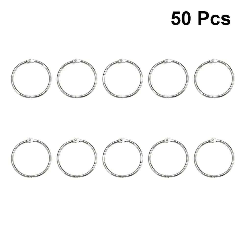 50pcs Loose Leaf Binder Rings Metal Scrapbooking Book Ring Keychain Clip Holder for Photo Paper Organization(Inner Diameter:25mm