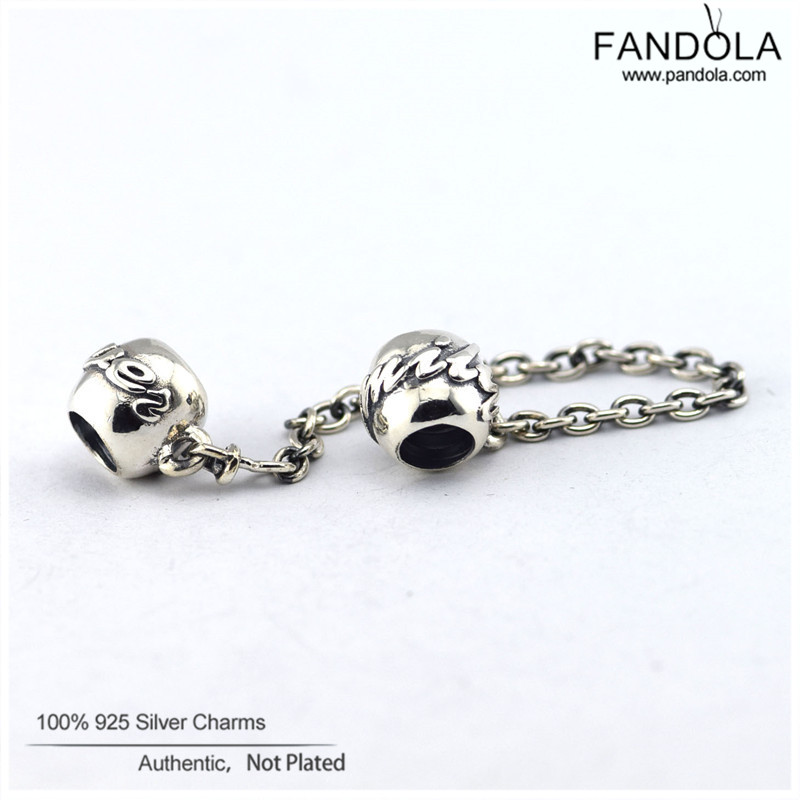 100% 925 Sterling Silver Family Ties Safety Chain Bead Charms Fits Charm Bracelets Original Beads Silver 925 Jewelry perles