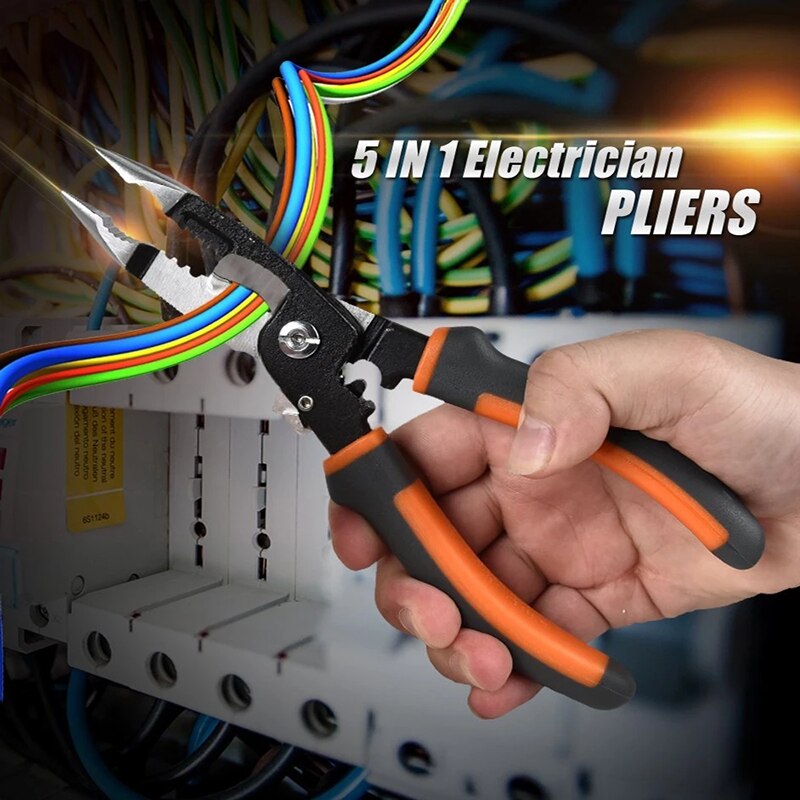 SHEFFIELD Pliers S035057 Multi-function tool 5 in1 Electrician Needle Nose Pliers Wire Stripping Cutter Crimping Pliers