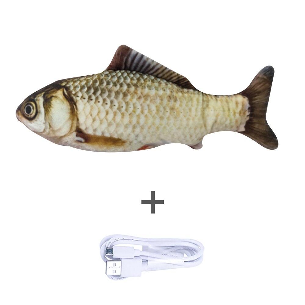 30/34CM Electronic Pet Cat Simulation Fish Toy USB Battery Charging Cat Chewing Playing Toy Biting Supplies Dropshiping: G with USB cable