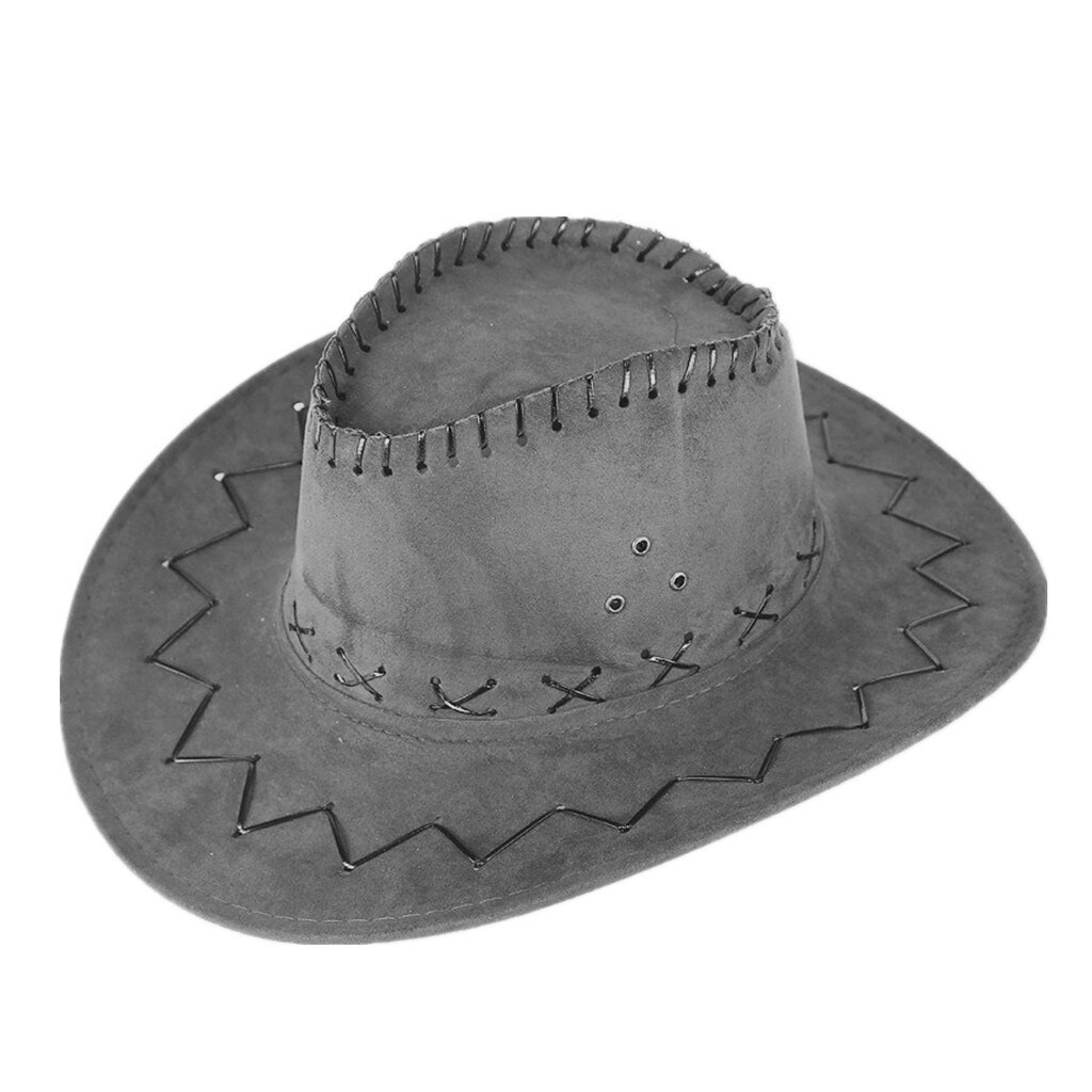 Unisex Adult Western Cowboy Hat Large Brimmed Hat for Men or Female Western Hat cowboy cap Grassland Sunshade Cap#WBY: Gray