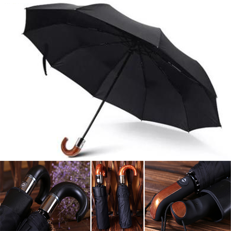 Men Three-folding Umbrella 10 Ribs classic english style automatic strong wind resistant umbrella rain business parasol