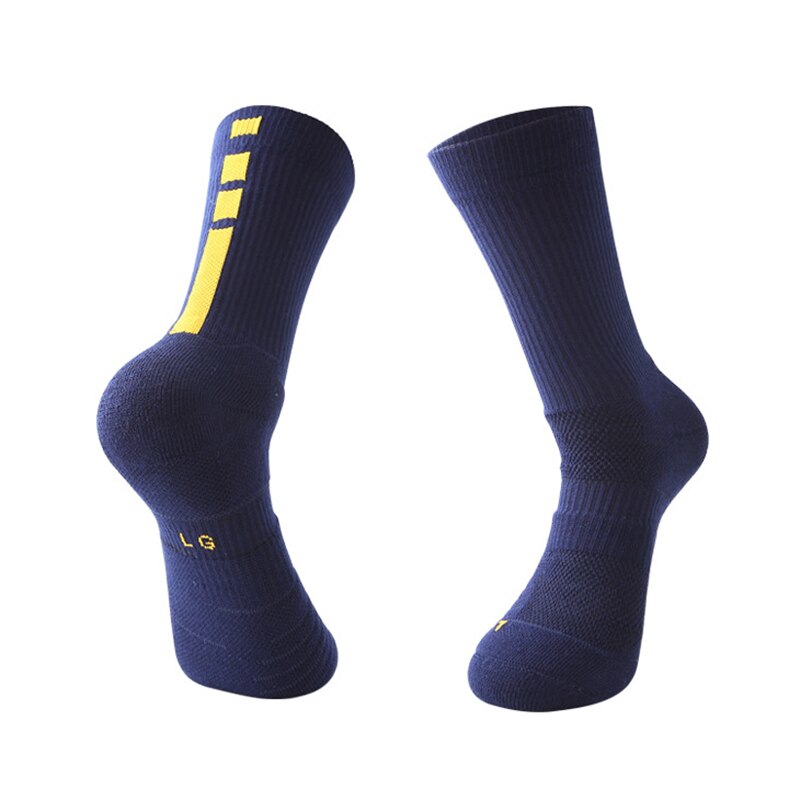 Voksne mænds basketballsokker tyk bund slidstærke sportssokker til jogging løbende atletiske sokker: Mørkeblå
