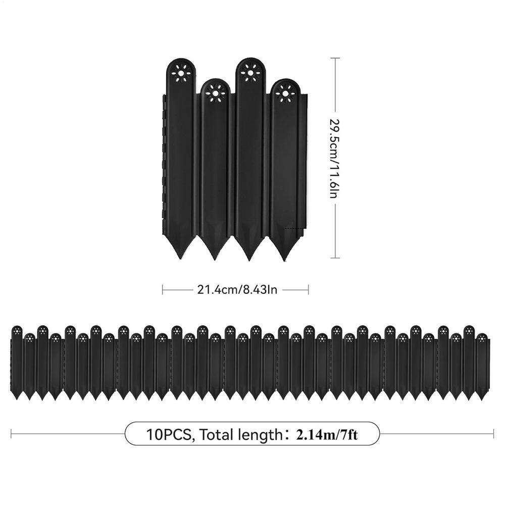 Bordure de jardin, paquet de 10 outils d'aménagement paysager, barrière animale, garniture décorative de clôture de jardin pour cour et pelouse: Black