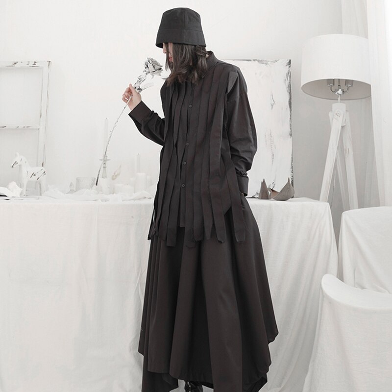 XITAO-Camiseta de costura Irregular de estilo oscuro, Tops y blusas de Color sólido de tendencia para mujer, ropa de Harajuku para mujeres de las mayas DMY4474