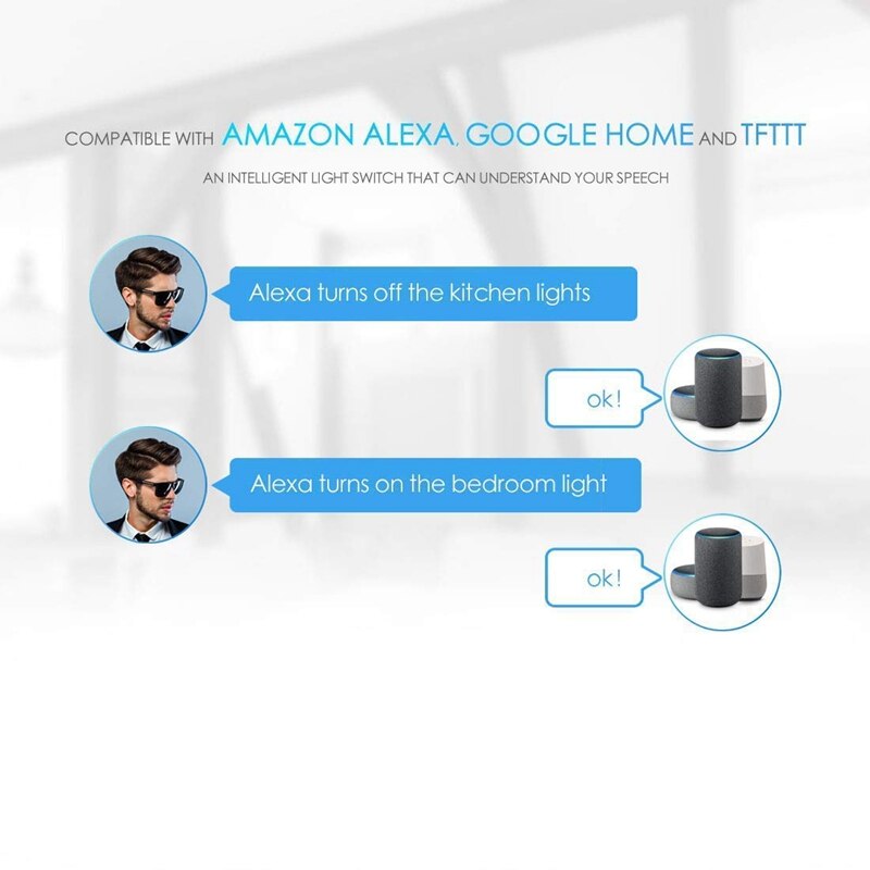 Interrupteur d'éclairage intelligent WiFi 2 gangs pour Alexa Google Home commutateur sans fil norme américaine avec télécommande et minuterie prise Standard américaine