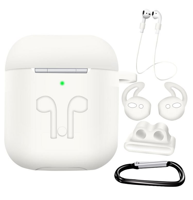 Funda de silicona 5 en 1 para Airpods 1 para Air Pods 2 auriculares a prueba de golpes funda impermeable para accesorios de Iphone: Blanco