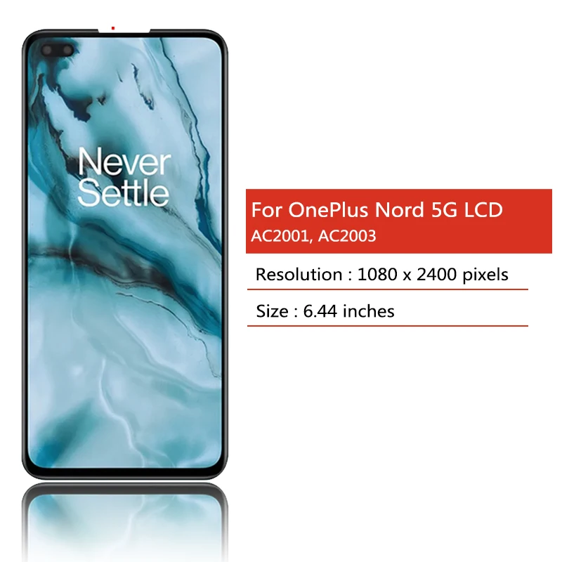 Pantalla LCD Super AMOLED para OnePlus One plus Nord, Panel Digitalizador de pantalla táctil para 1 + Nord 5G AC2003 AC2001, marco LCD