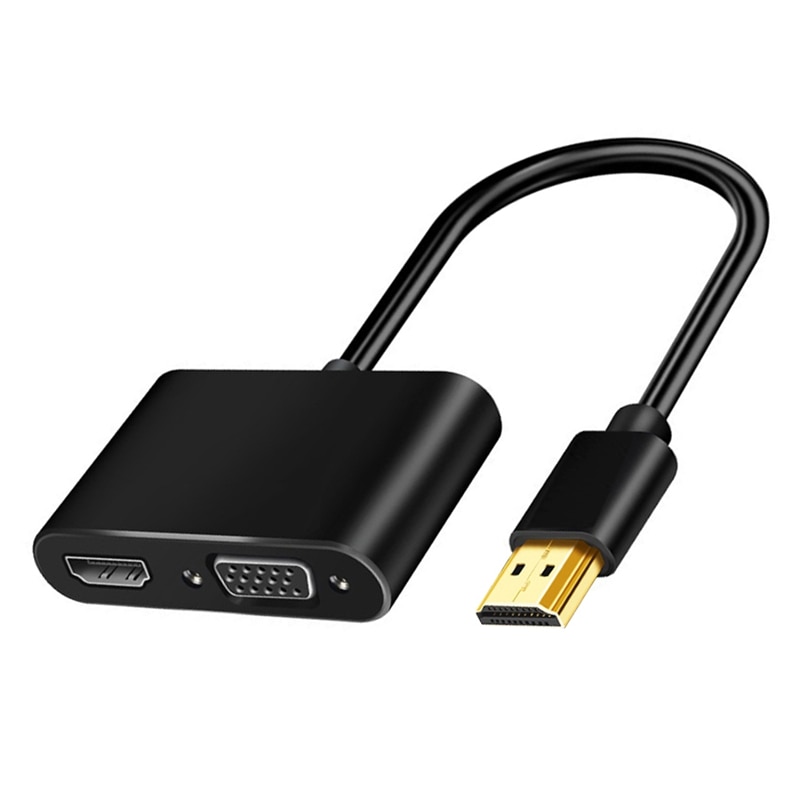 2-In-1 HDMI to HDMI VGA Adapter Converter Splitter in HDMI&VGA Out Simultaneously 20cm