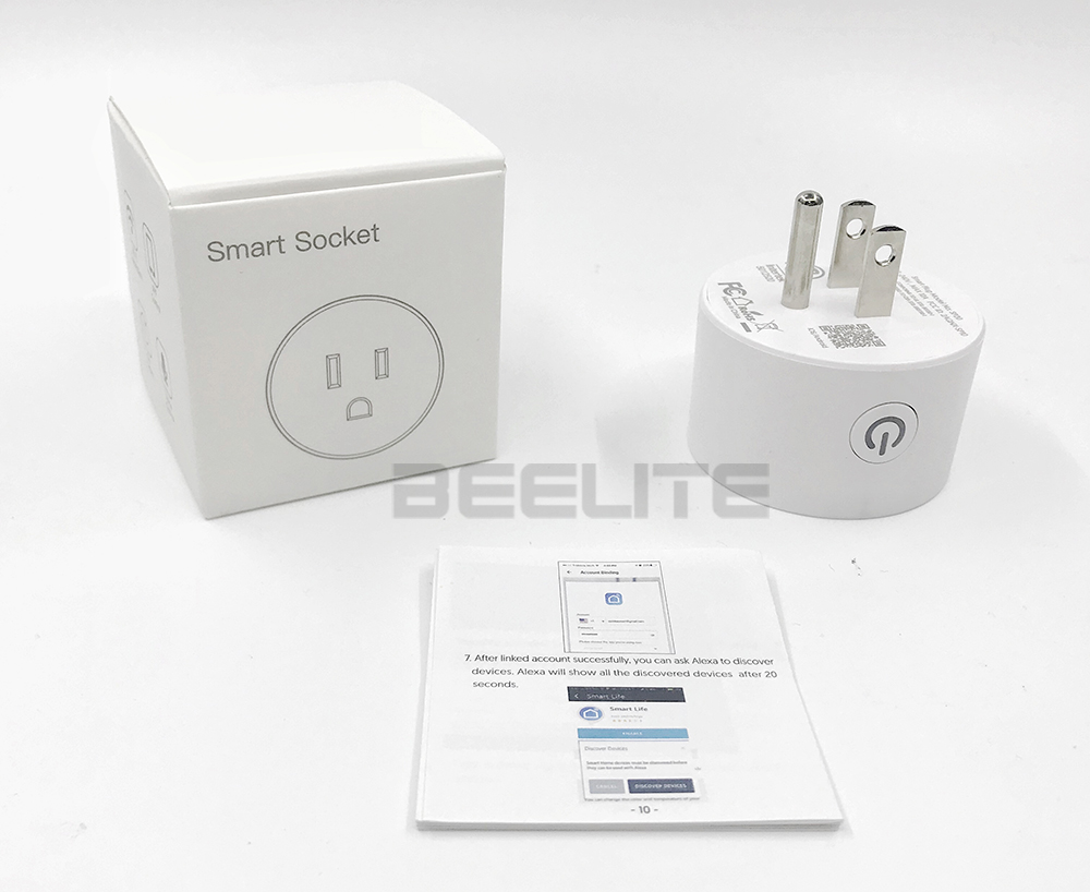 Beelite smart støpsel  oss 10a wifi stikkontakt alexa støpsel tidtaker støpsel fjernkontroll stikkontakt smart liv app tuya smart hjem alexa google assistent
