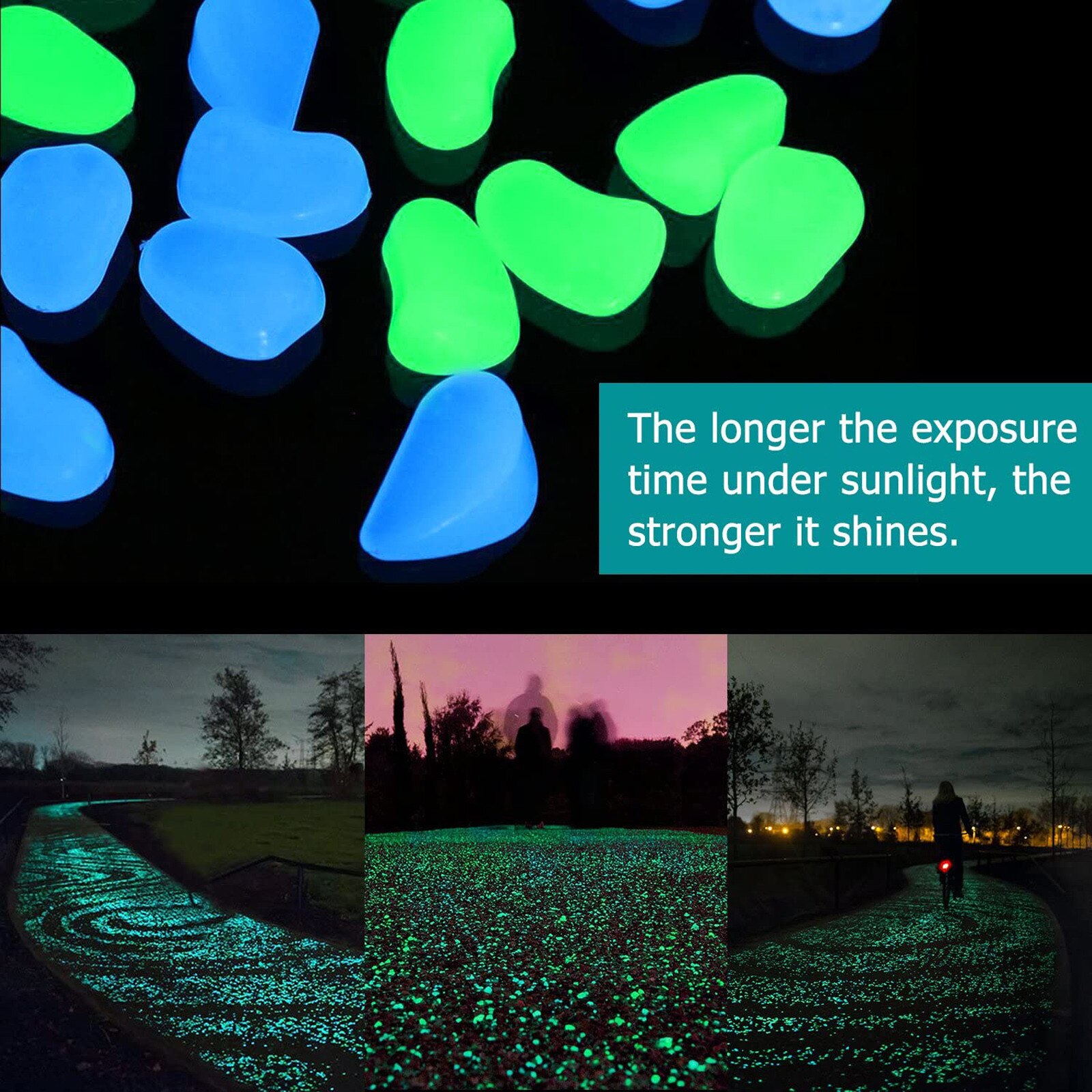 Diy Decorative Luminous Stones Garden Pebbles Glow Stones Rocks For Walkways Garden Path Patio Lawn 50/100pcs Garden Decoration