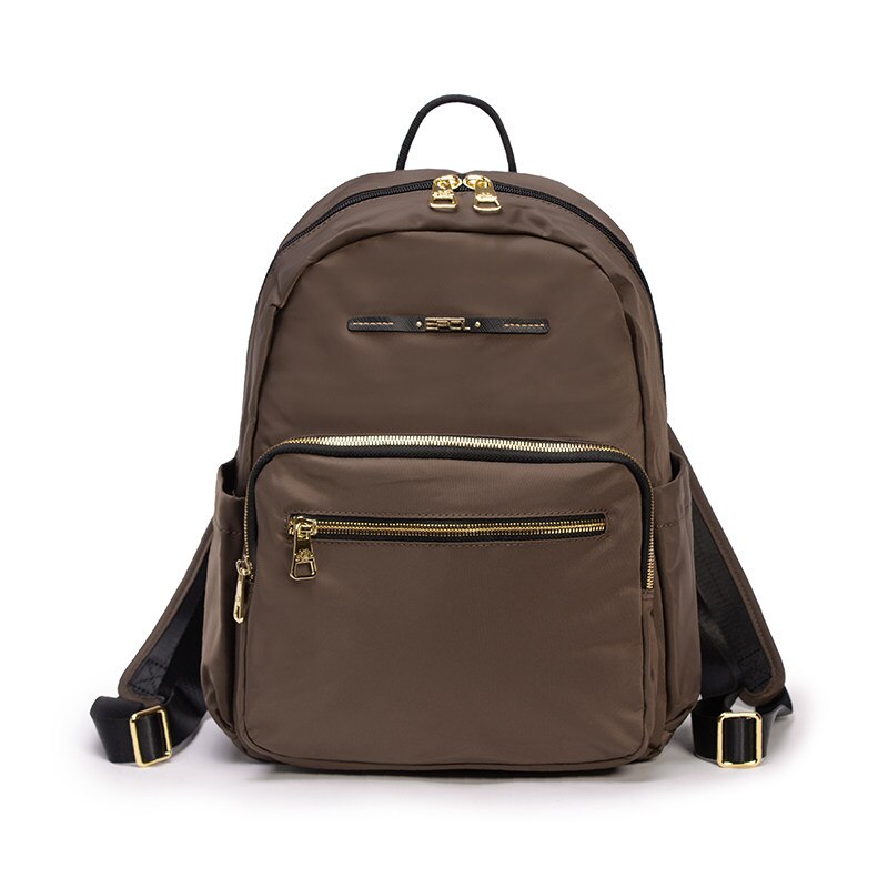 EPOL Women Backpack Waterproof Oxford Solid Multi-pocket Travel Zipper Mochila Feminina Sac A Dos School Bags: Brown