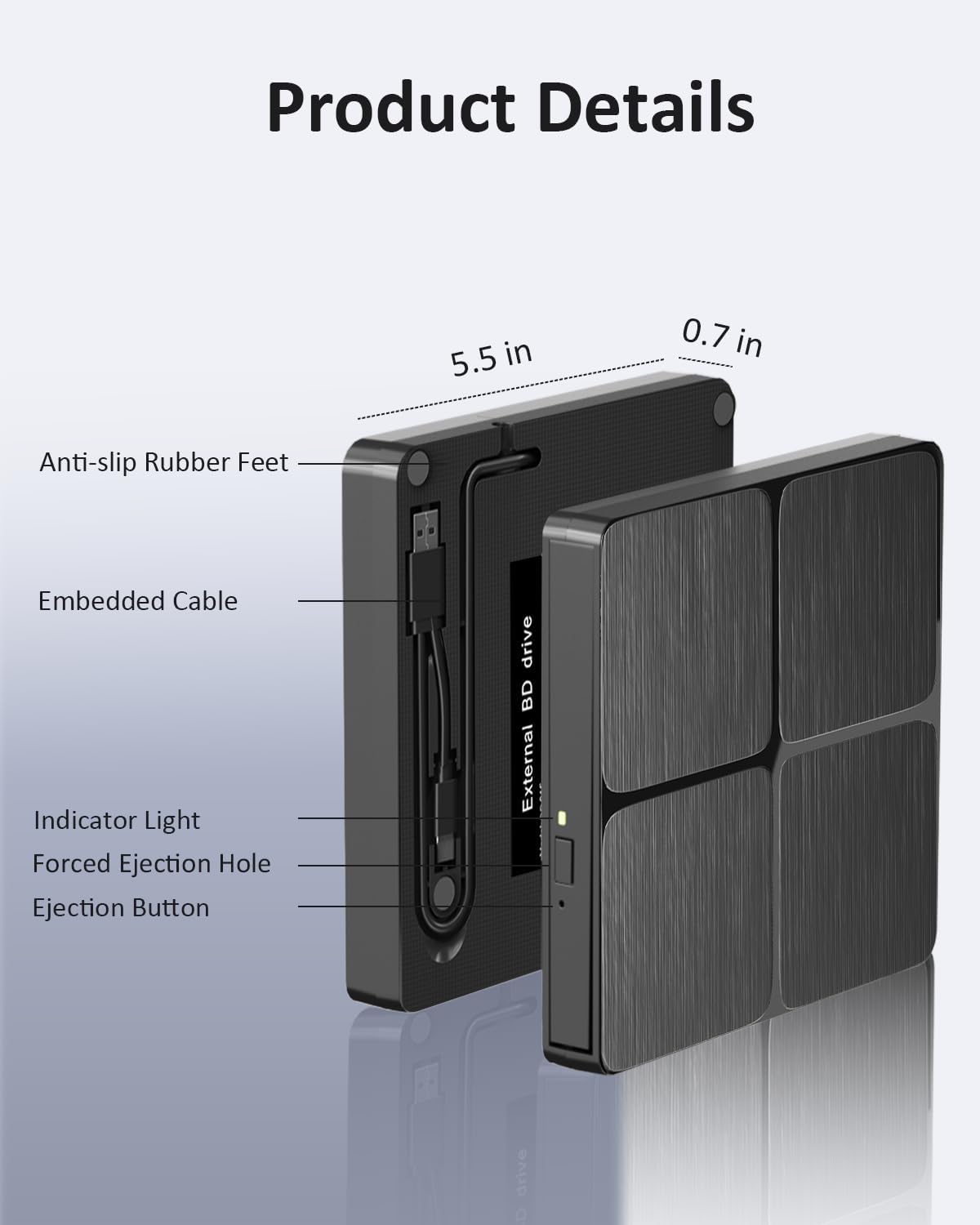 External blu-ray drive, usb 3.0,  cd/dvd player for laptop/pc, portable bd combo blu-ray disc reader for windows and mac os