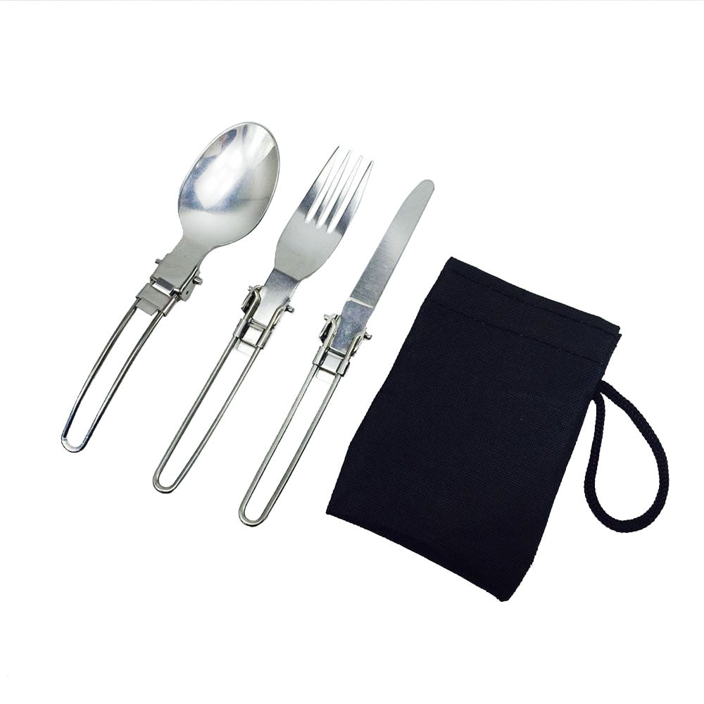 Lange Kookgerei Fold Mes Lepel Rvs Servies Set Combo Spork Vork Bestek Servies Bestek Picknick Kamp Rugzak: Default Title