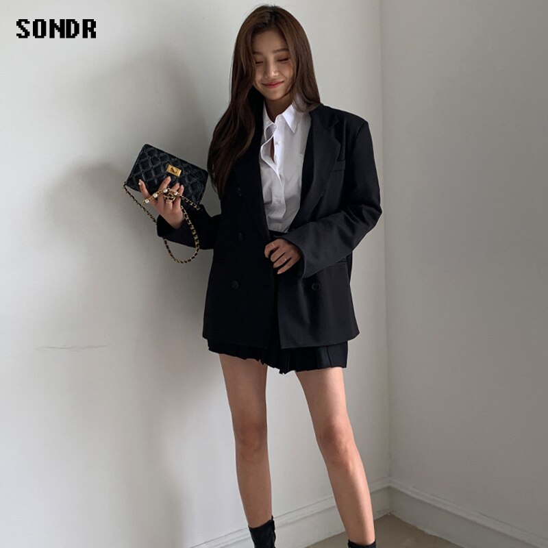 Conjunto de dos piezas de ropa para mujer, chaqueta de manga larga y Falda plisada de cintura alta, ajustadas coreanas, primavera y otoño,