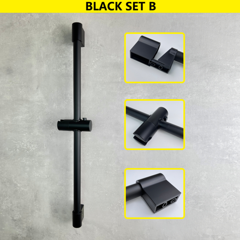 Shower Bar Angel Height Adjustable Sliding Hand Shower Bar Chrome Matt Black Stainless Steel 64cm Bathroom Fixtures: Dark Khaki