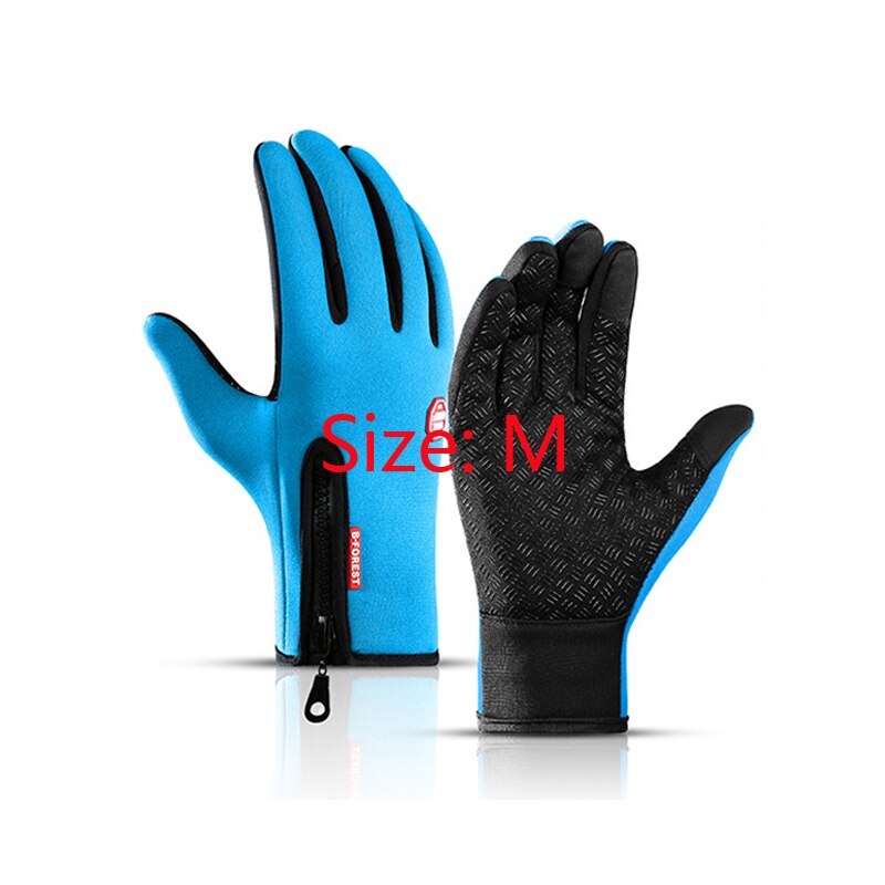 Tablet Screen Touch Gloves,Outdoor autumn and winter sports men's plus velvet touch screen warmth ski bike riding warm gloves: Light Blue-001-M