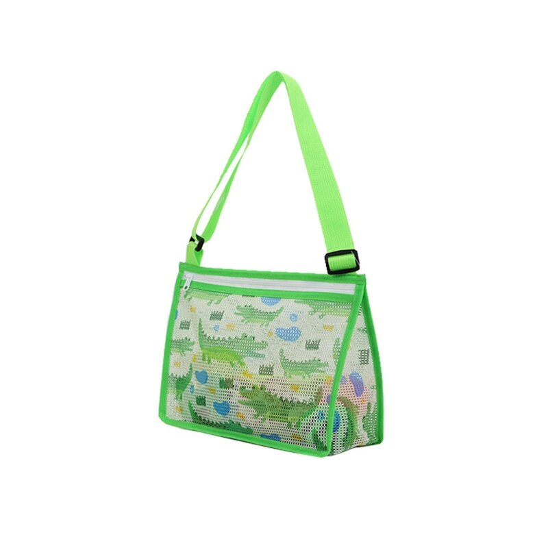 Beach Shell Bag Container Bag for Sand Pool Glasses Swimsuit Storage Cartoon Printing Dyeing Net Bag Boys Girls Favor: Crocodile