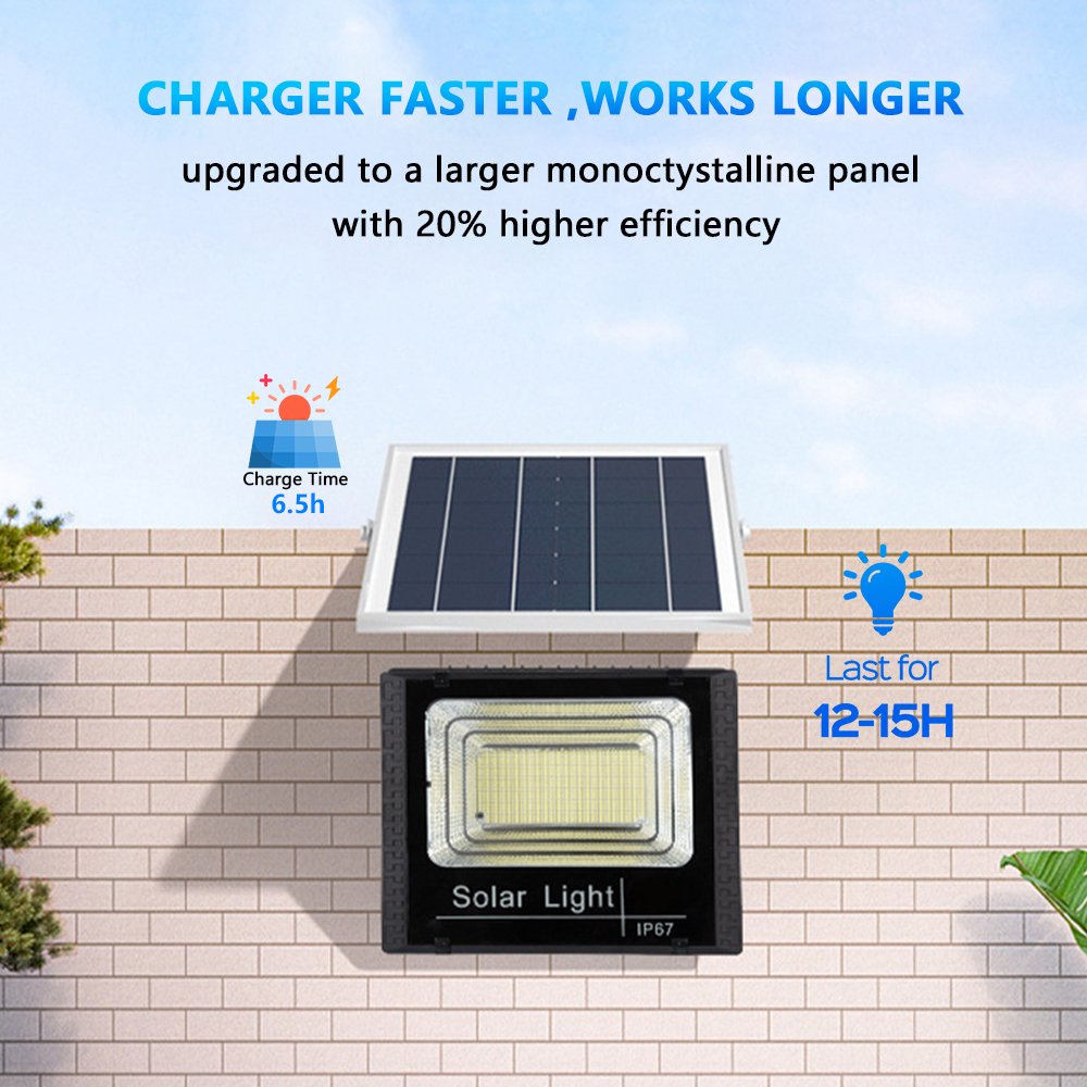 LED Solar Light Outdoor 50W 100W 200W 300W 500W Afstandsbediening Waterdicht IP67 LED Zonne-energie Spotlight Villa Straatverlichting