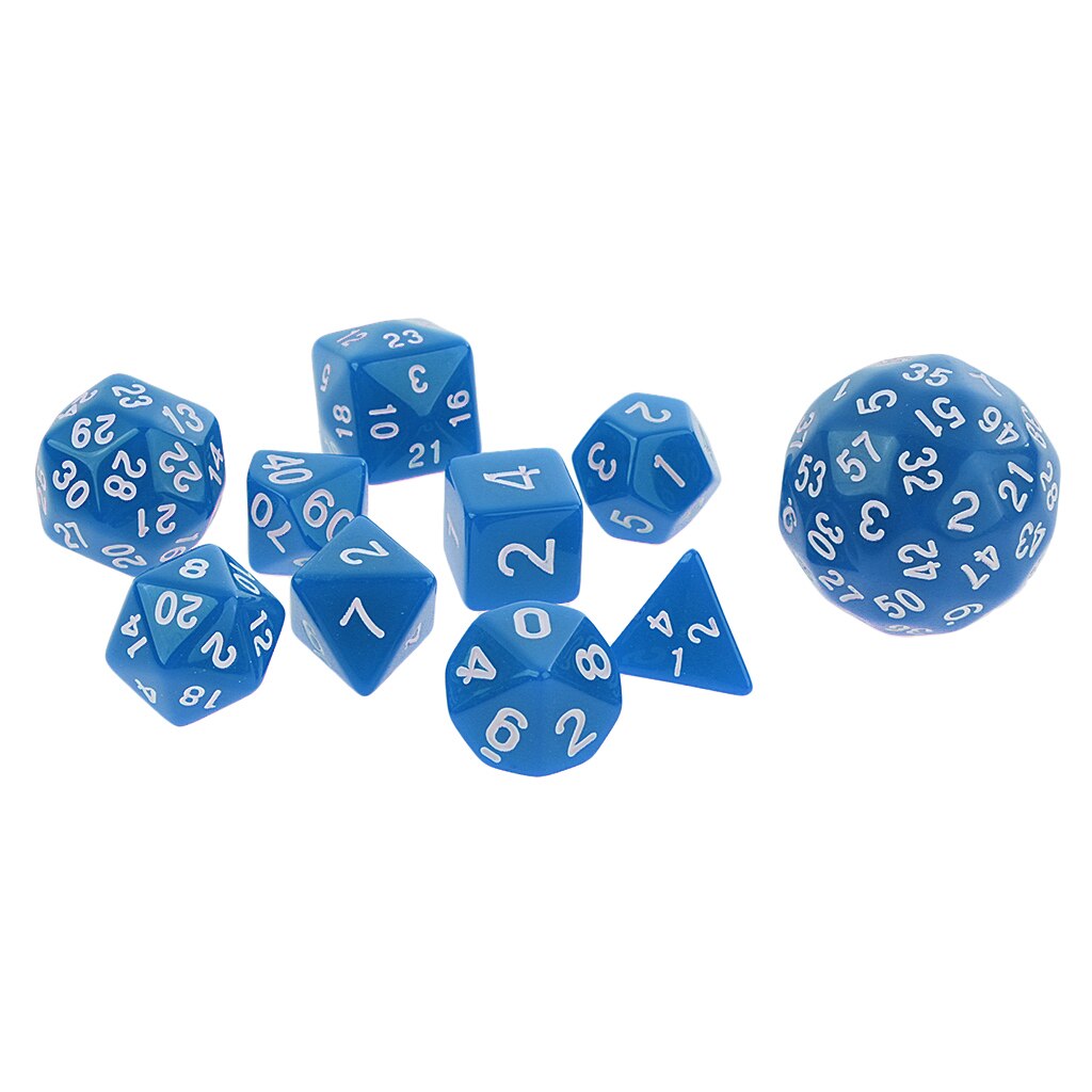 10 stücke Digital Würfel Multi-seitige Würfel Set für D & D TRPG KTV Spaß Bord Spiele Spielen Party spiel Würfel Partei Liefert: Blue