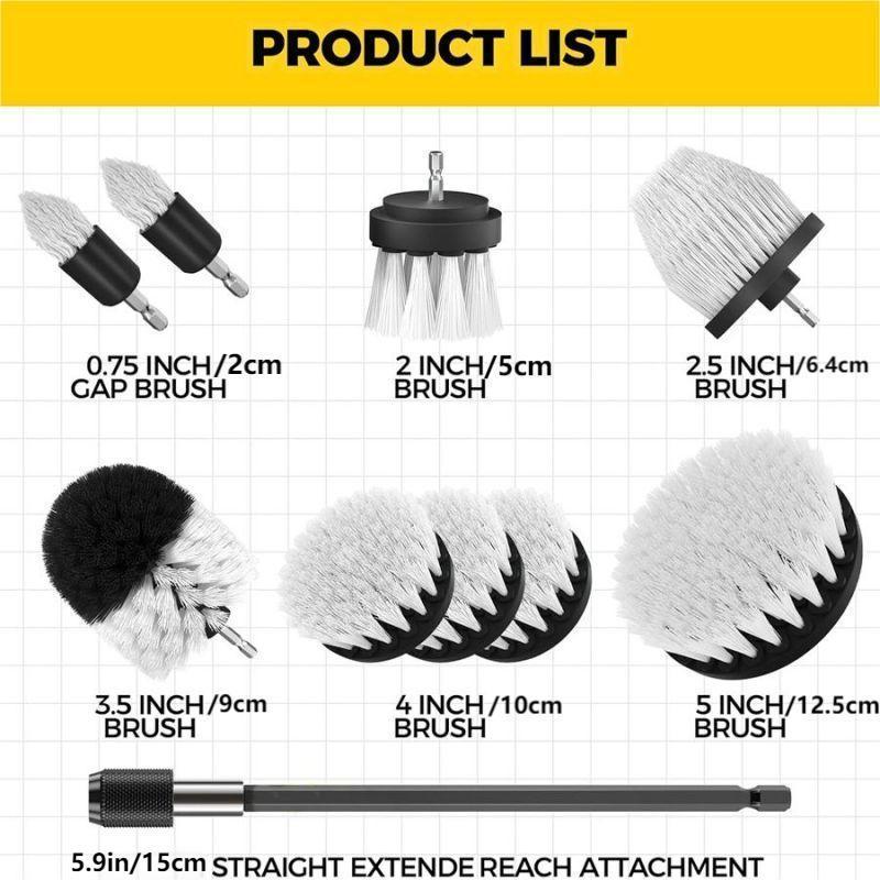 Ensemble de fixation de brosse de forage, brosse électrique de nettoyage de voiture avec brosse de fixation étendue, brosse de douche, fournitures de nettoyage 10 pièces: Default Title