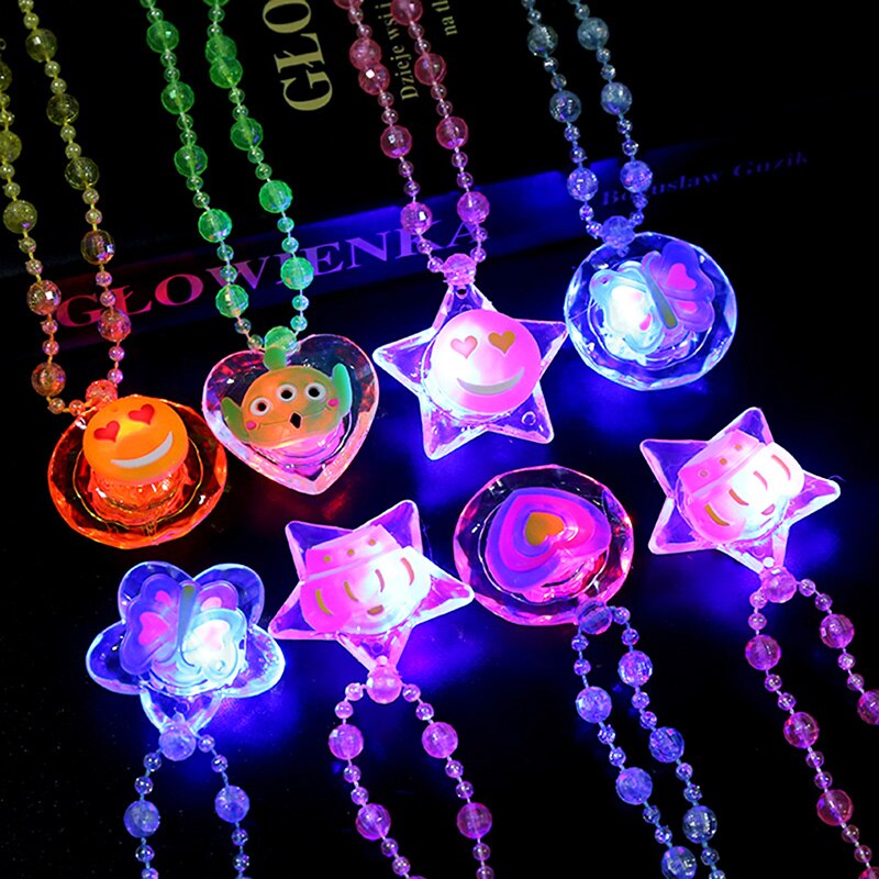 Led Lichtgevende Ketting Speelgoed Voor Meisjes Kids Cartoon Christmas Party Props Hanger Ketting Led-verlichting Gloeiende Speelgoed Kinderen