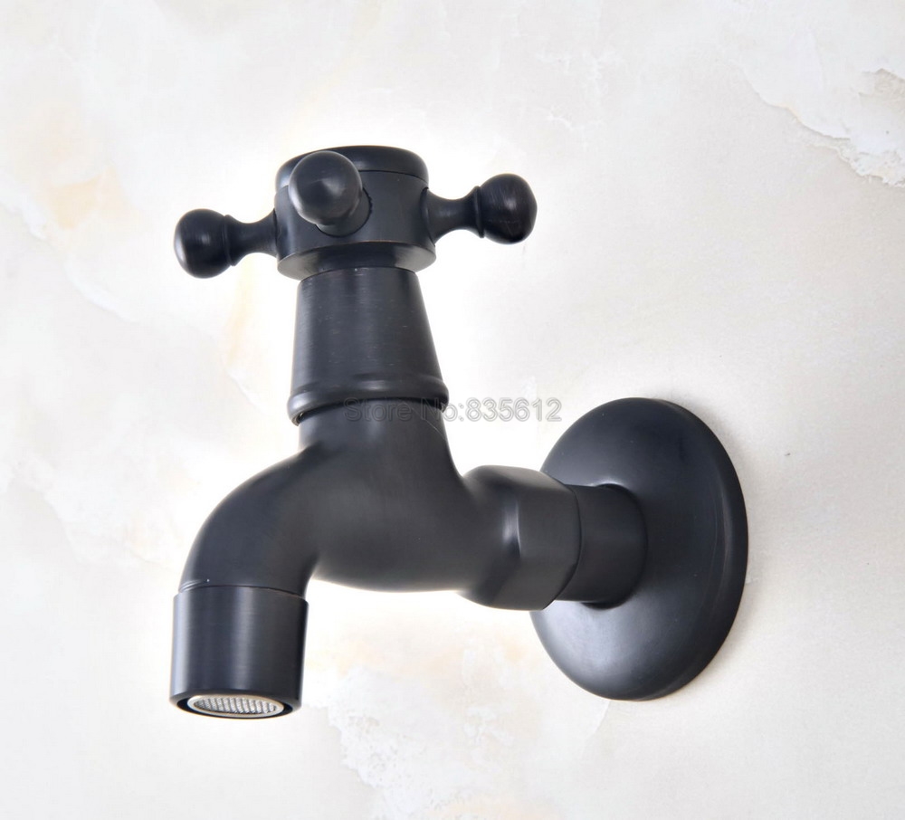 Black Oil Rubbed Bronze Wall Mounted Cross Handles Washing Machine Tap Water Tap tav339