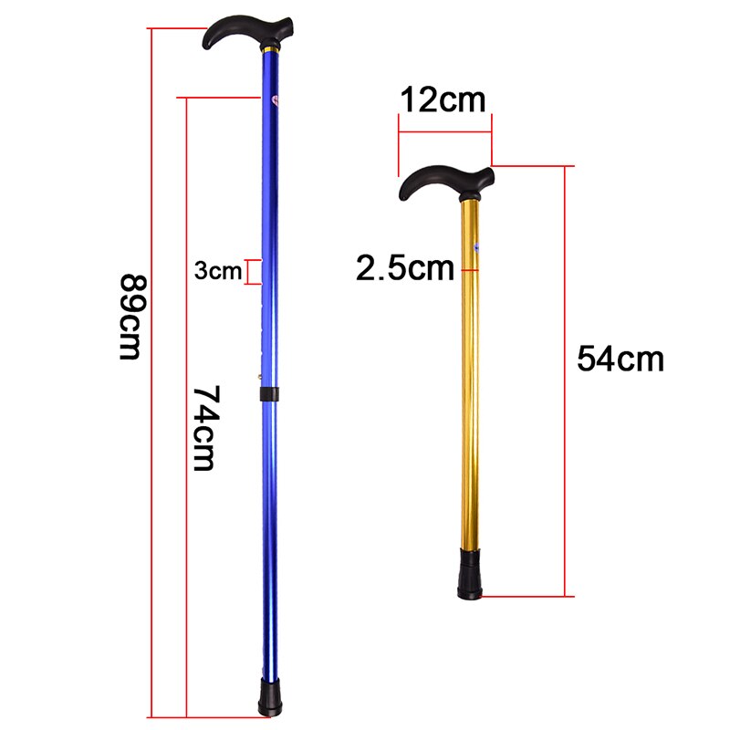 Telescopic Walking Stick Cane 6 Grade Alpenstock for Elderly Aluminium Body Hiking Rubber Tips Climbing Equipment