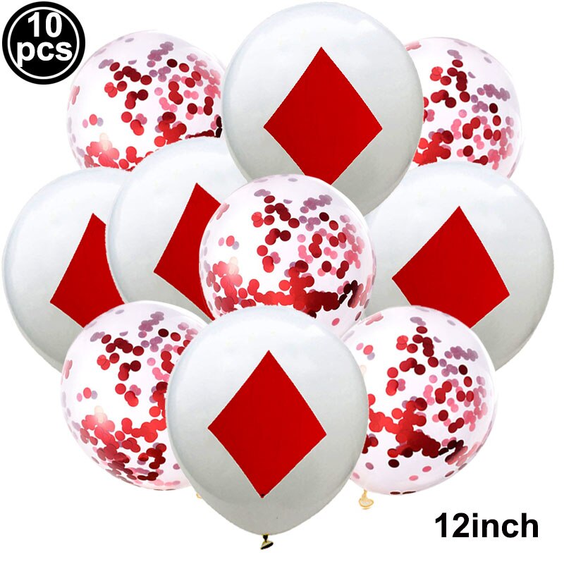 10X Casino Thema Party Decor Confetti Ballon Poker Latex Ballon Set Las Vegas Casino Verjaardag Bruiloft Decor Spades Ballen