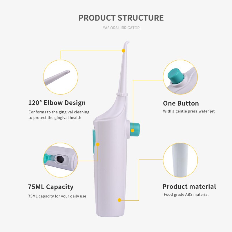 Oral irrigator vand tandtråd vandhane vandstråle tandtråd tandskylning tænder rengøring bærbar ingen elektricitet abs pp yas