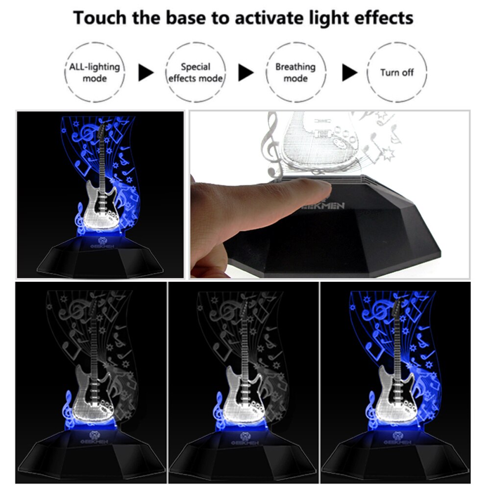 Music Note Lighting Art Music Instrument Guitar 3D Line Lamp LED Decorative Desk Lamp Guitarist Music Room Night Decor