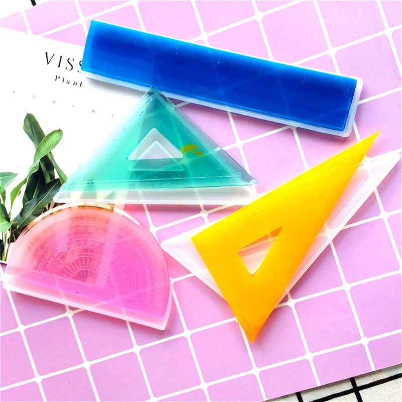 4 formen Silikon Harz Herrscher Formen Bausatz Handgemachte Straignt Herrscher Quadrat Lineale Dreieckigen Lineal Winkelmesser Schimmel Kunst Handwerk