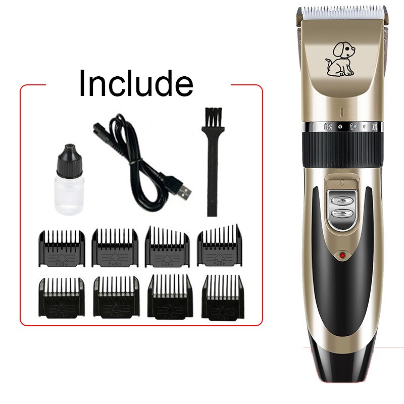 Electrical Pet Clipper Grooming Kit Rechargeable Animals Hair Cutting Machine Pet Cat Dog Hair Trimmer Shaver Set: Gold B Blade