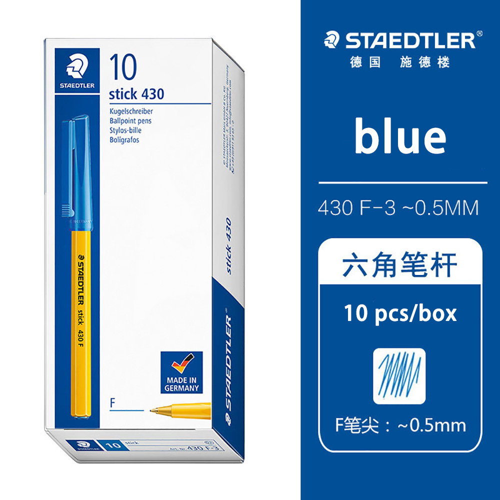 Bolígrafo alemán STAEDTLER 430F, material escolar para estudiantes, Color aceitoso, Rollerball, oficina, escuela, papelería, 10 piezas, 0,5mm: Lavanda