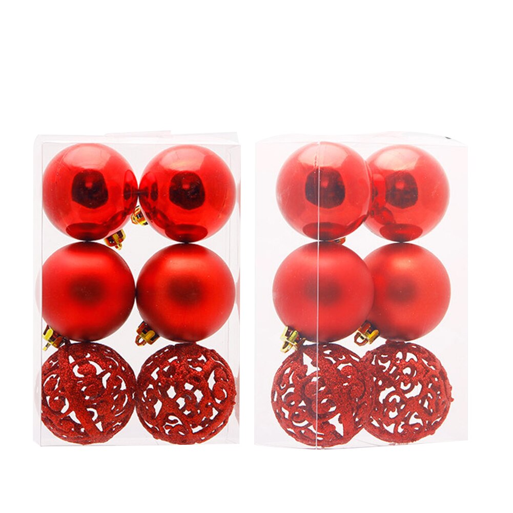 6 stuks onbreekbare kerstbaldecoratie balfeest thuis kerstboomversiering: Rood
