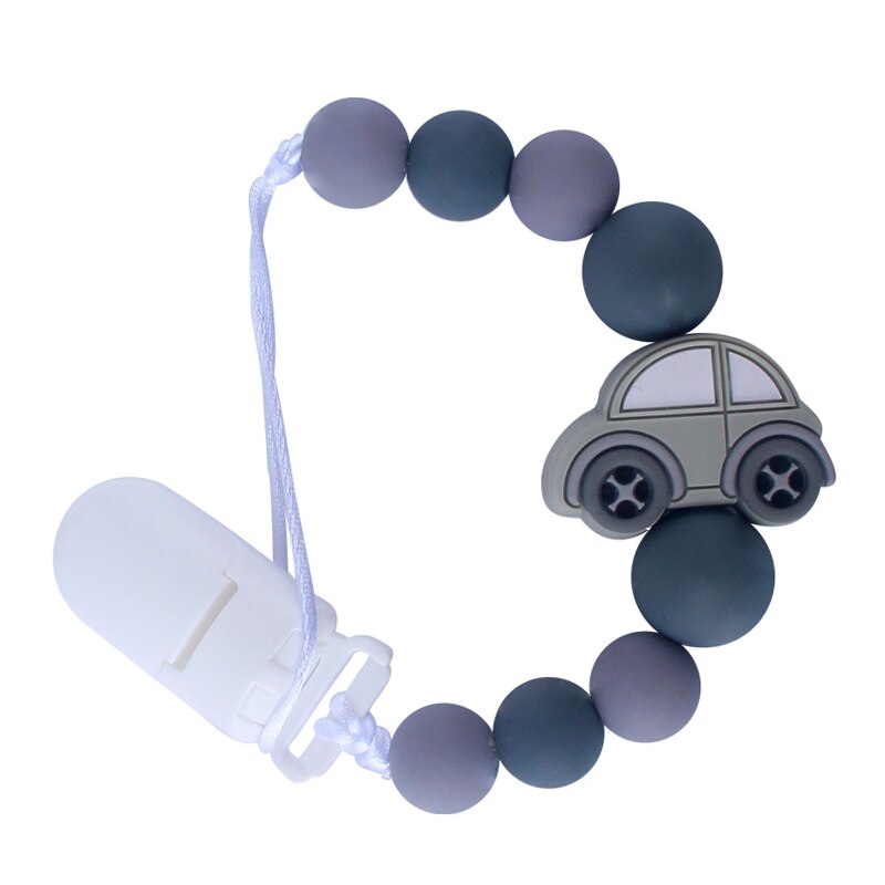 Kreative Baby Molaren Silikon Perlen Schnuller Clip Kette Silikon Auto BeißRing Anti-verloren Kette Baby BeißRing: Grau