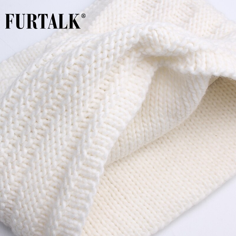 FURTALK Children Winter Hat with Ears Girls Boys pompom Hat Scarf Set for Baby Kids Knitted Earflap Hats Pink White Black Cap