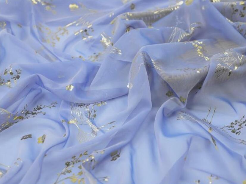 Dress Dancing Fabric Bronzing Chiffon Fabric Flower Shiny Fabric Bronzed Costume Material DIY Stage Cosplay Dress 1Meter