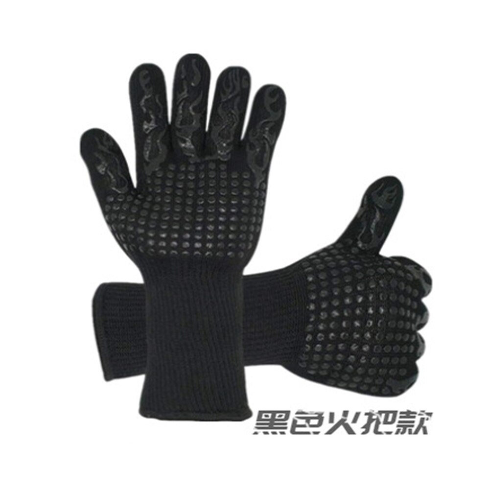 Guantes de barbacoa resistentes a altas temperaturas, de silicona, resistentes al fuego, para barbacoa, aislamiento térmico, Guantes para horno y microondas 1 pz: C