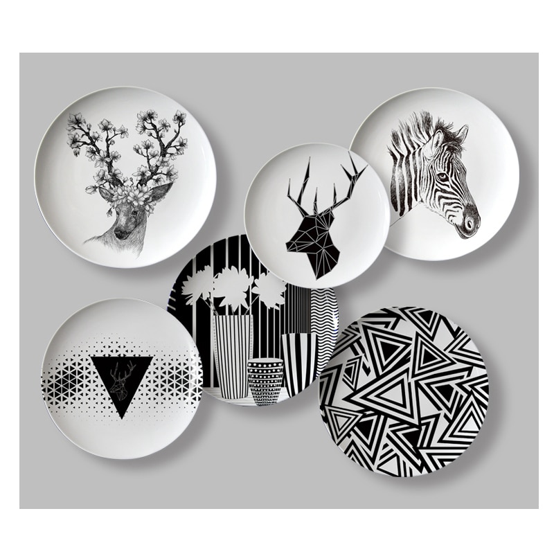 Plato colgante de ciervo, Plato decorativo de cerámica para comedor, mural de pared de habitación, sala de estar artesanal para decoración, placa de porcelana personalizada