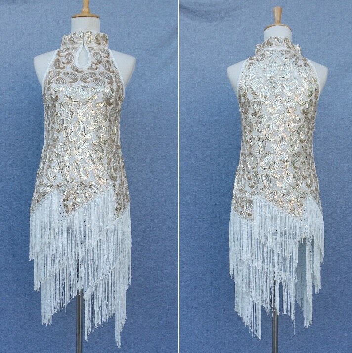 ballroom latin dance dress women black competition gold sequin Fringe Dancing Dresses Costume Tango Samba Skirts cha cha salsa: WT
