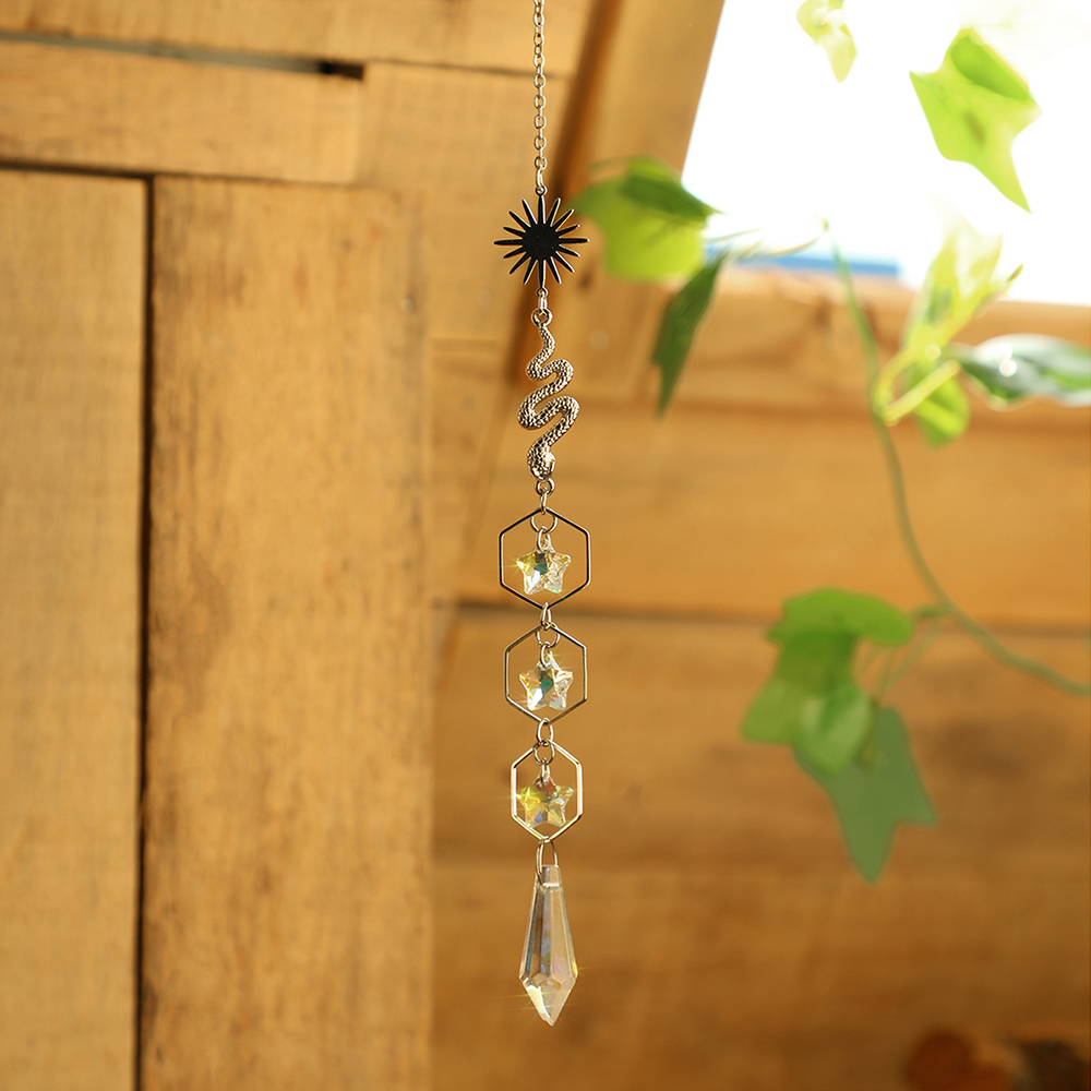 Silver Suncatcher Hanging Crystal Prism Light Catcher Window Sun Catcher Rainbow Maker Prisma Garden Decoration Wedding: MULTI