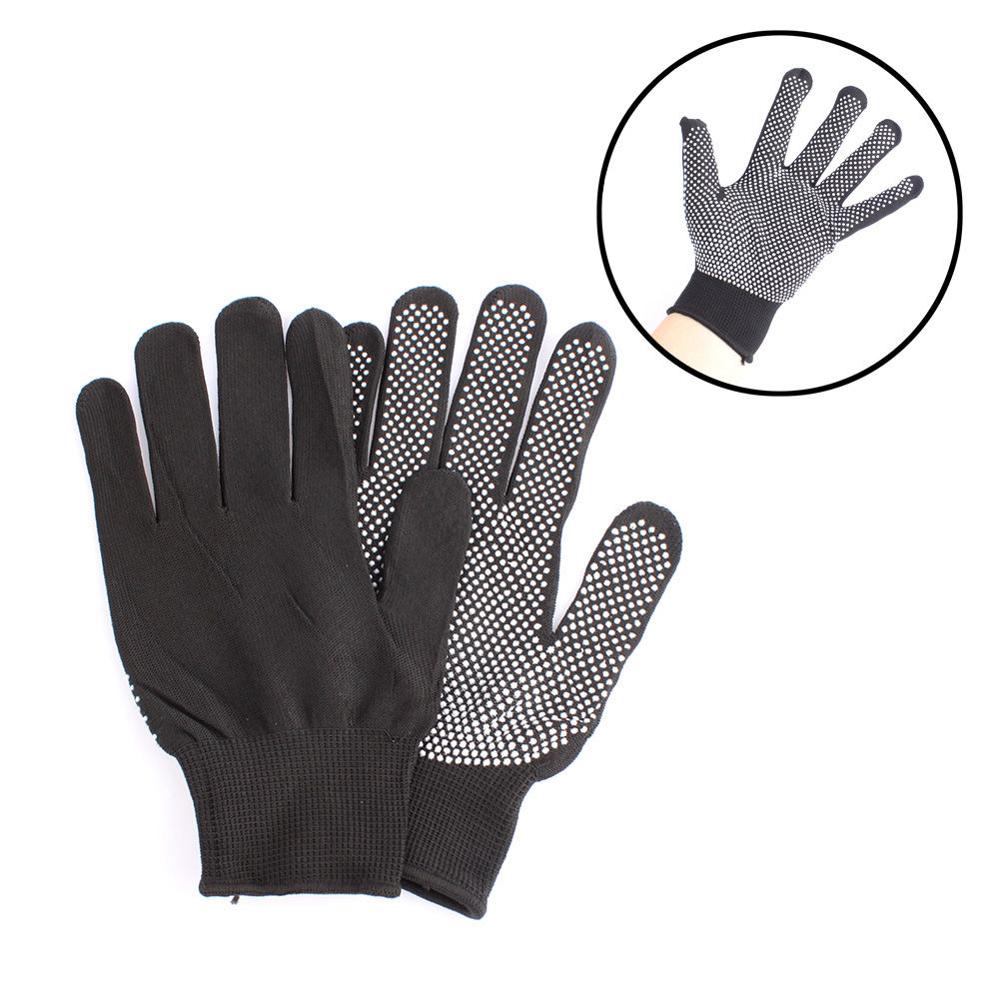 Guantes Protectores de dedo para peluquería, resistentes al calor, para alisador de pelo, rizador permanente, plancha plana, color negro y gris, 1 par: Negro