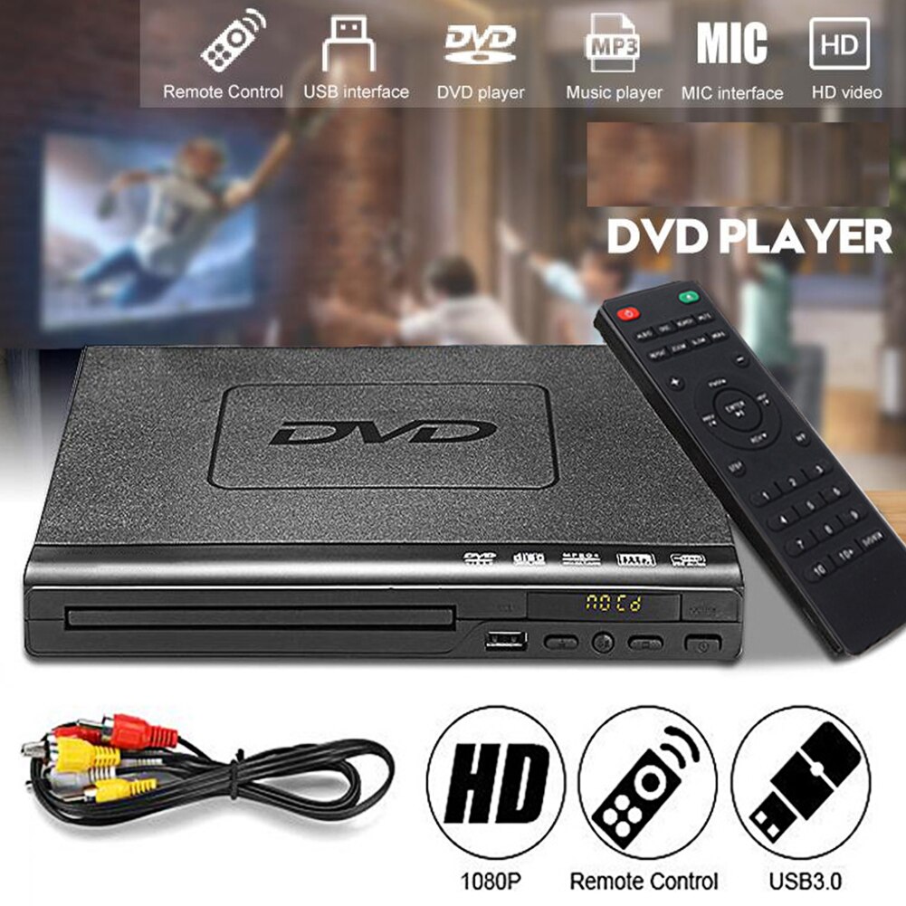 Multimedia Video Children DVD Player Home Entertainment AV Output For TV USB Input With Remote Control Portable Mini VCD MP3